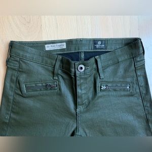 AG Adriano Goldschmied The Moto Zipper Waxed Legging Dark Green (24)